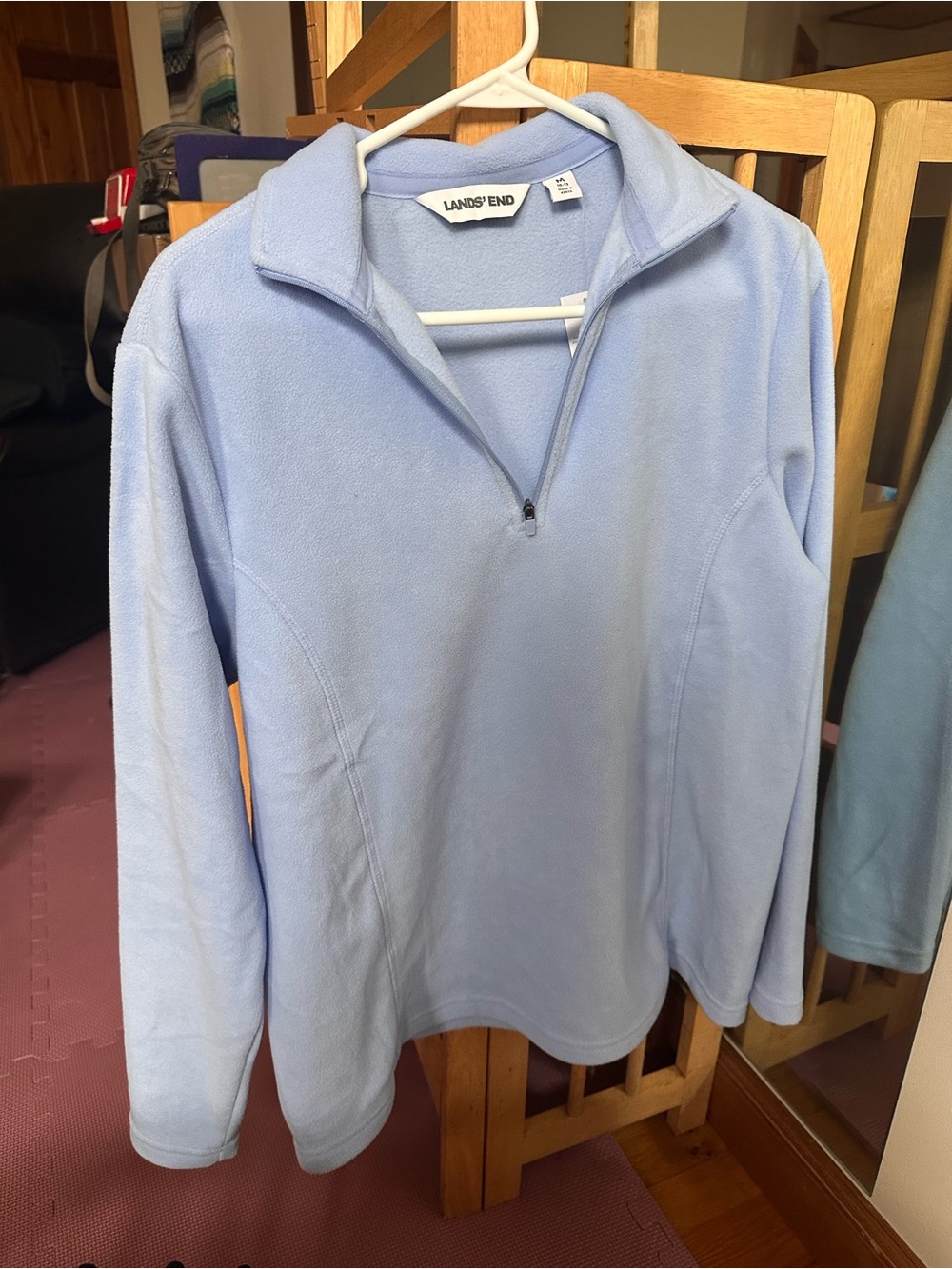 Lands' End Women’s Pale Blue Half-Zip Fleece Pullover